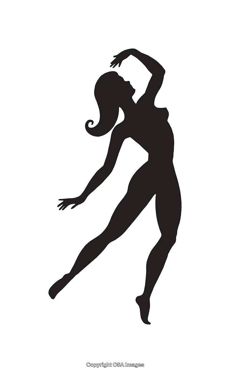 Elegant Silhouette of a Dancer in Graceful Pose on White Background