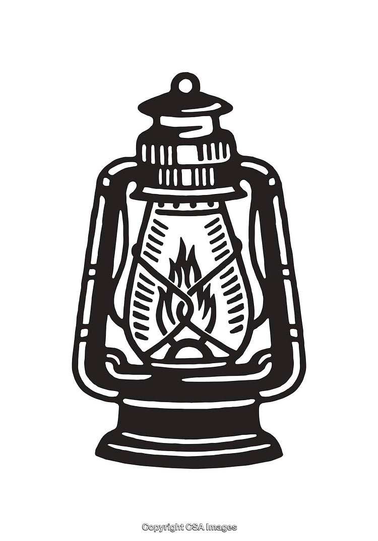 Vintage Kerosene Lantern Black and White Line Art Illustration