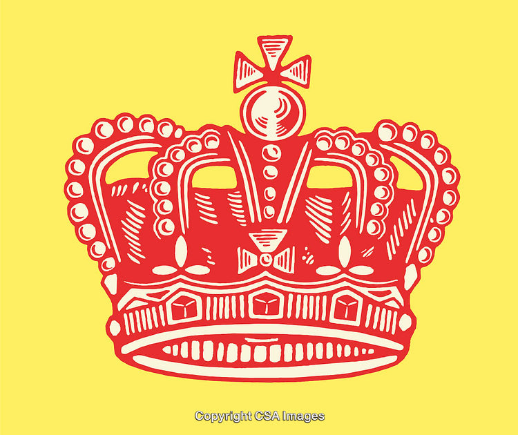Red Line Art Crown Illustration on a Yellow Background
