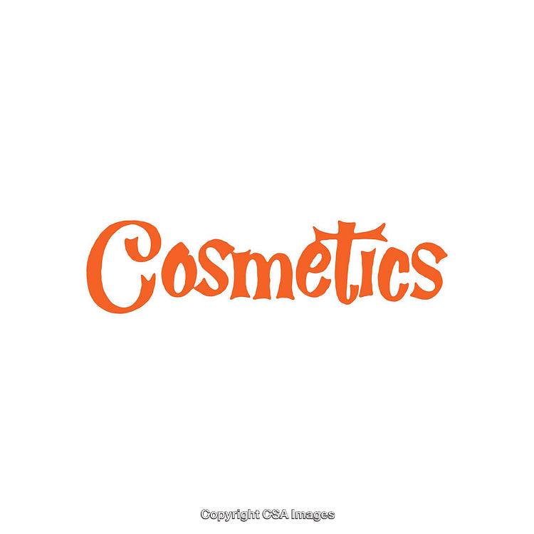 Bold Orange Text Reading 'Cosmetics' on a Clean White Background