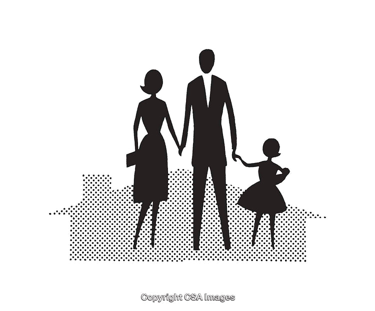 Silhouette Illustration of a Family in a Minimal Black and White Style
