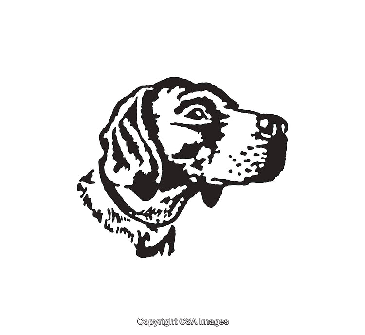 Black and White Line Art Illustration of a Dog Head Profile