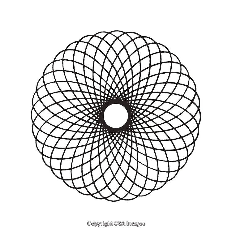 Intricate Black And White Circular Pattern with Geometric Design