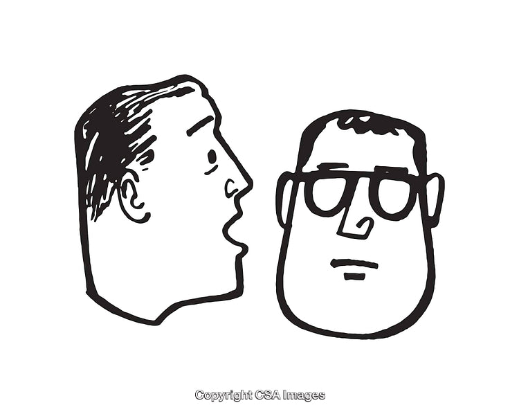 Black and White Line Art of Two Illustrated Faces