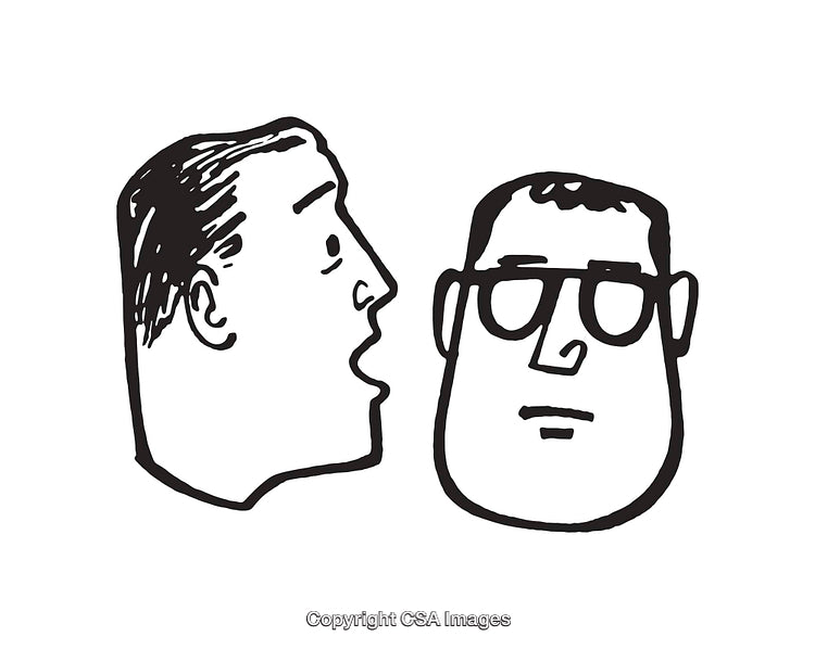 Black and White Line Art of Two Illustrated Faces