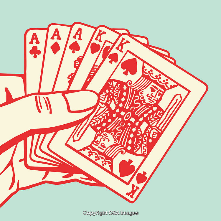 Artistic Illustration of a Winning Poker Hand With Elegant Red Design