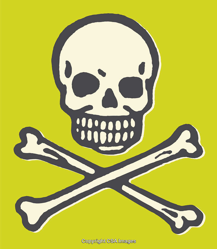 Illustrated Skull and Crossbones on Vivid Yellow Background