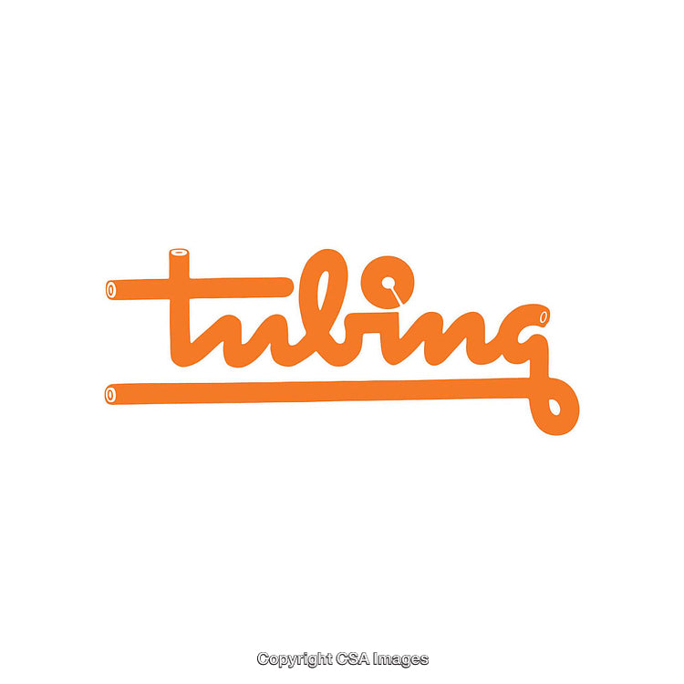 Orange Word Art Forming 'Tubing' Against a White Background