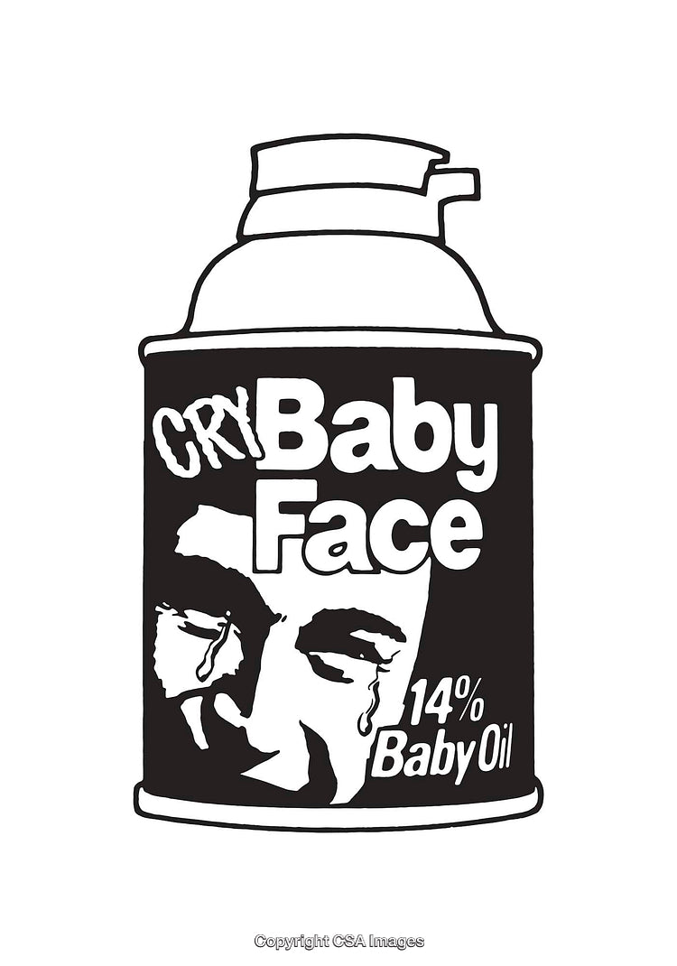 Minimalist Black and White Cry Baby Face Line Art Illustration