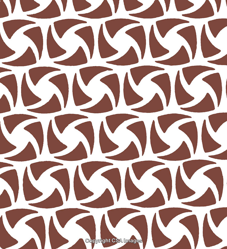 Abstract Geometric Pattern with Repetitive Brown Shapes on White Background