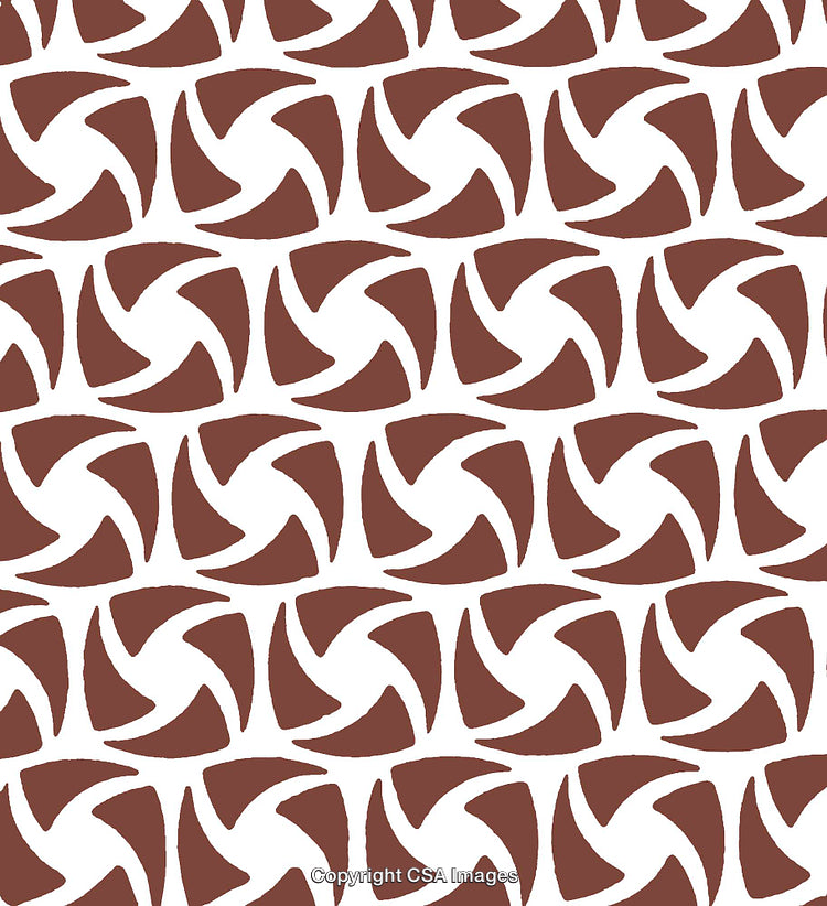 Abstract Geometric Pattern with Repetitive Brown Shapes on White Background