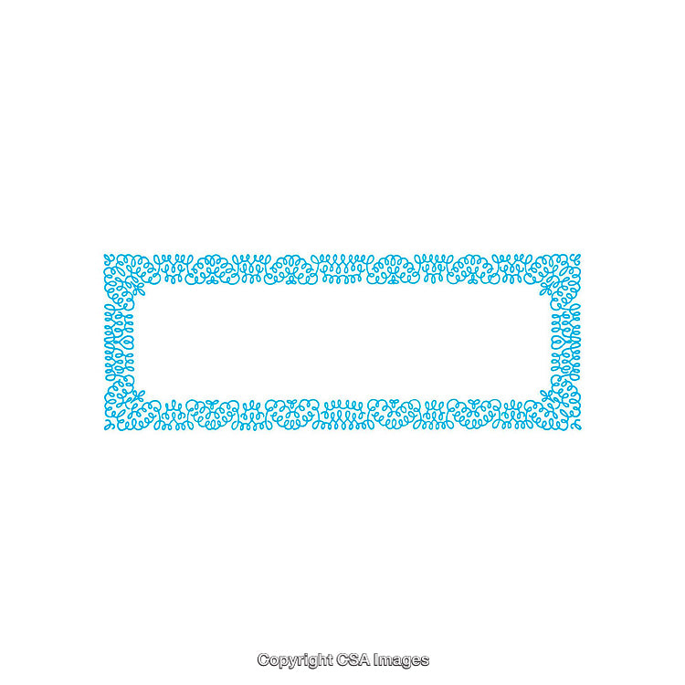 Blue Decorative Rectangular Patterned Border Isolated on White Background