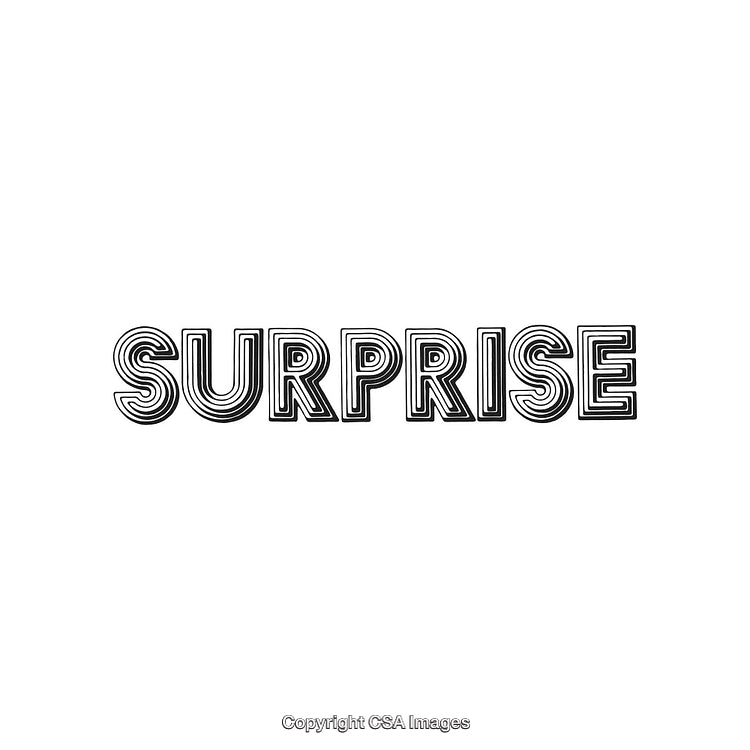 Minimalistic Typography Artwork Featuring the Word Surprise in Stylish Black Letters