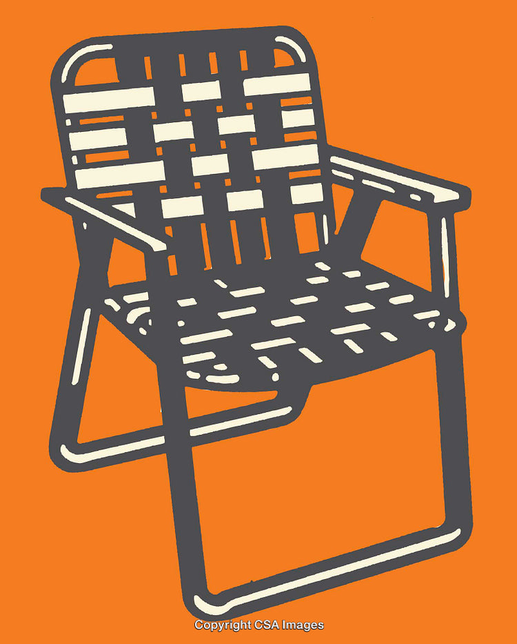 Illustration of a Vintage Lawn Chair on a Vibrant Orange Background