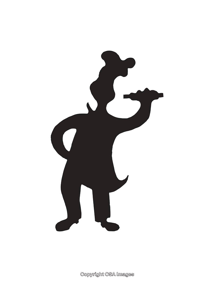 Silhouette of a Chef Holding a Rolling Pin in Hand