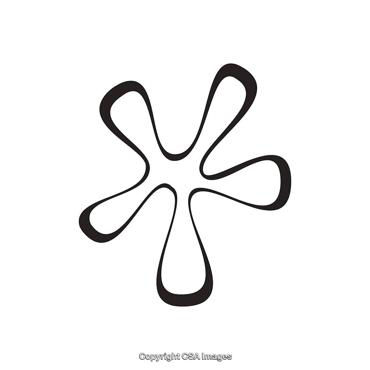 Abstract Black And White Flower-Shaped Outline With Dynamic Form