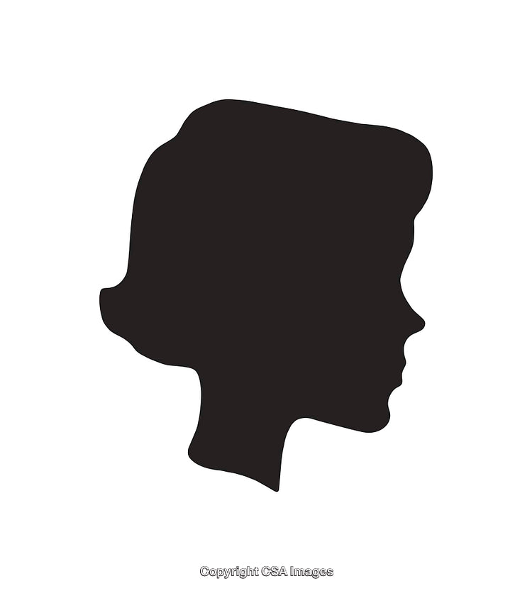 Black Silhouette of a Face in Profile on White Background