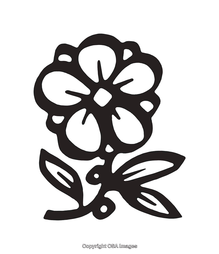 Bold Black and White Flower Line Art Illustration