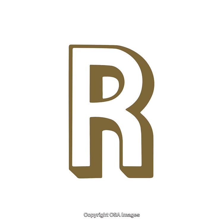 Vintage-Style Brown and White Letter R Text Illustration