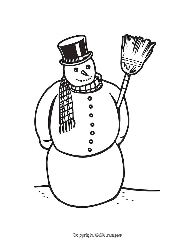 Elegant Snowman Illustration Featuring Top Hat and Scarf Winter Design