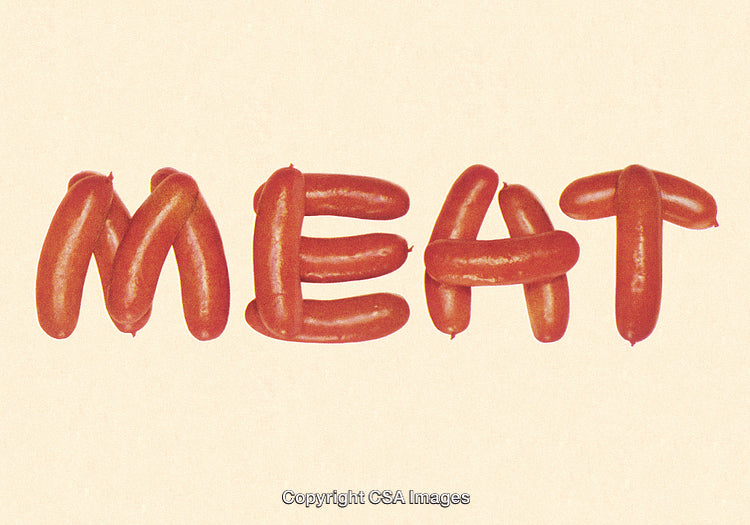 Creative Typography Featuring the Word 'Meat' Formed by Sausages