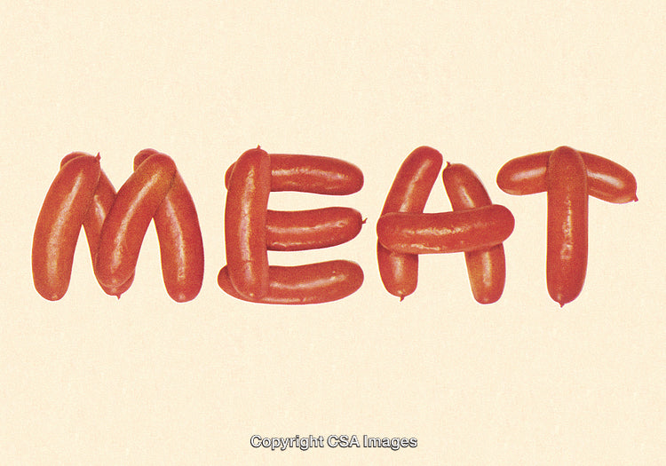 Creative Typography Featuring the Word 'Meat' Formed by Sausages