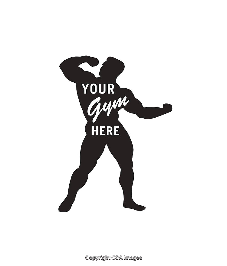 Silhouette Illustration of a Bodybuilder Showcasing Flexed Muscles for Gym Branding