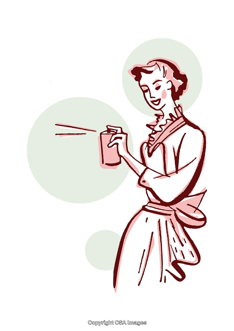 Retro Inspired Woman Holding Spray Can Illustration in Artistic Style