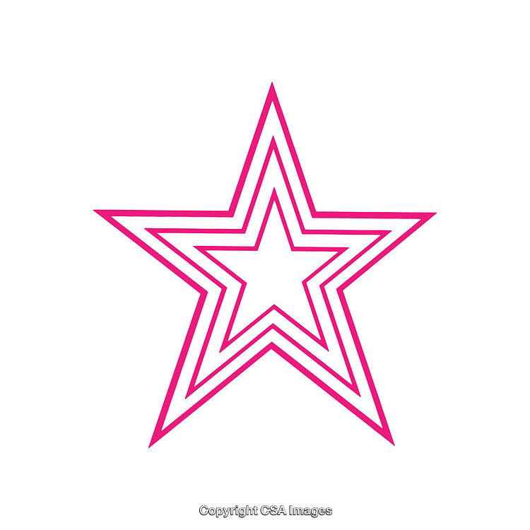 Pink Star Outline With Repeated Contours on White Background