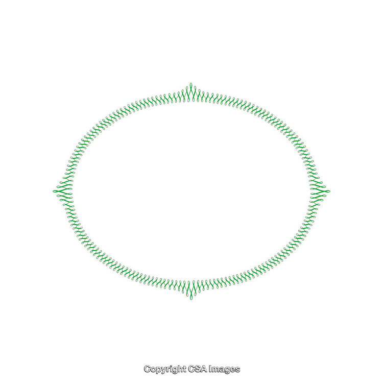 Green Decorative Circular Frame with Curves and Symmetrical Points