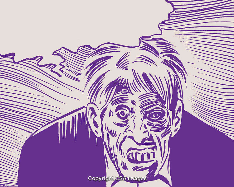 Purple Sketch of Distressed Expression With Graphic Artistic Lines