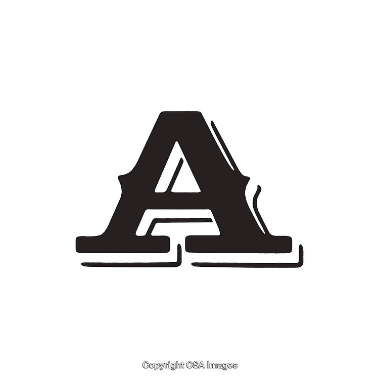 Stylized Vintage Letter A Design Isolated on White Background