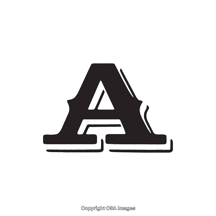 Stylized Vintage Letter A Design Isolated on White Background