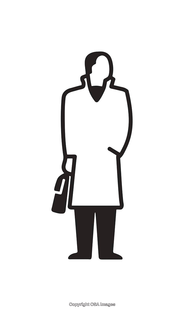 Black and White Icon of a Person Holding a Bag