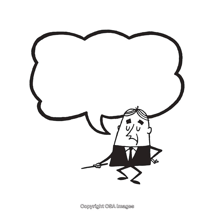 Retro Style Cartoon Character with Speech Bubble in Monochrome Illustration