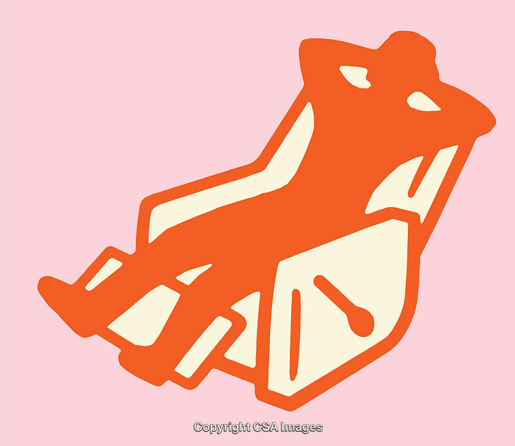 Abstract Art of Person Relaxing in Chair on Pink Background