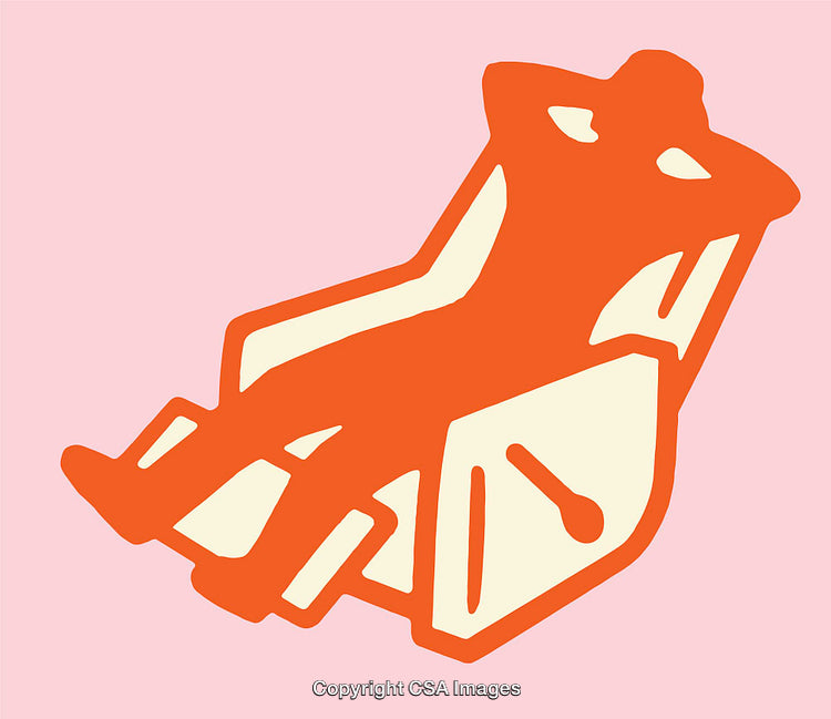 Abstract Art of Person Relaxing in Chair on Pink Background