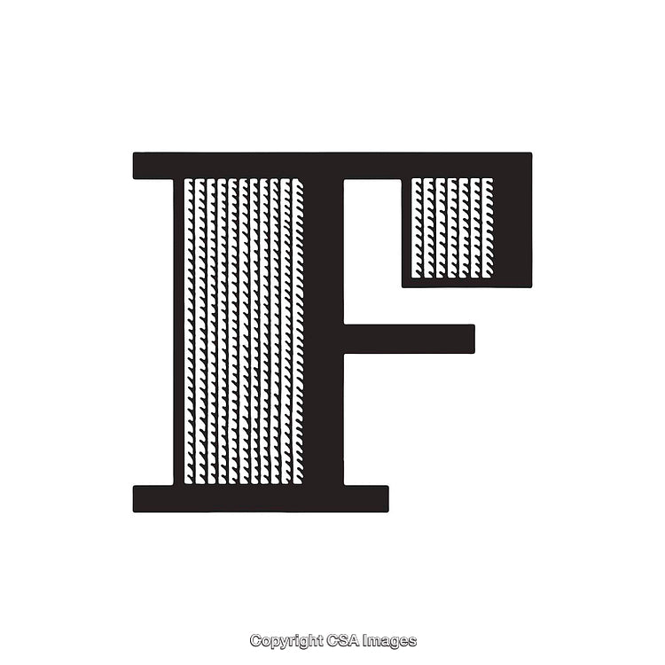 Decorative Black Letter F with Intricate Textured Design