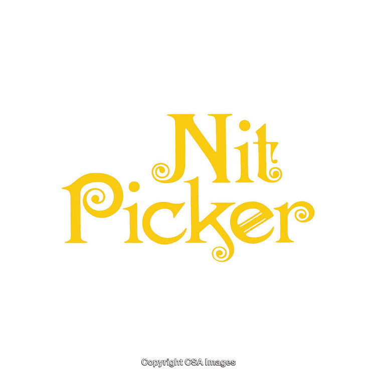 Bright Yellow Text Design Featuring "Nit Picker" With Whimsical Font Style