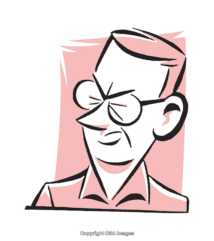 Minimalist Cartoon Sketch of a Person with Glasses and Confident Expression