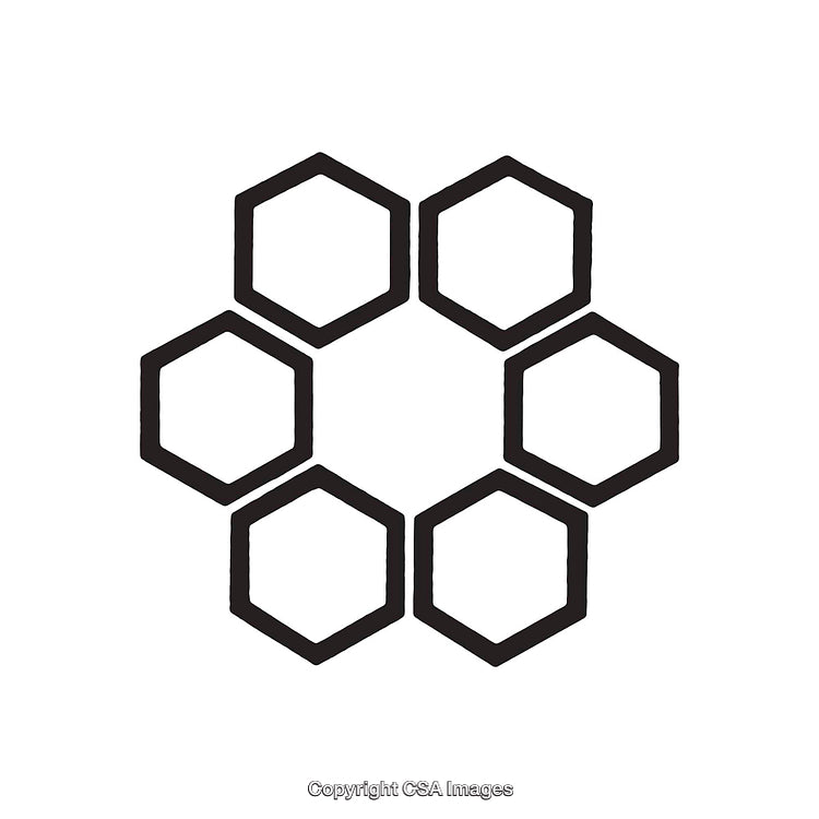 Abstract Black Hexagonal Shape Design Featuring Six Interconnected Elements