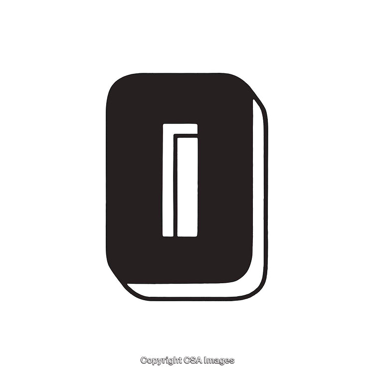 Black and White Illustration of a Cent Symbol on White Background