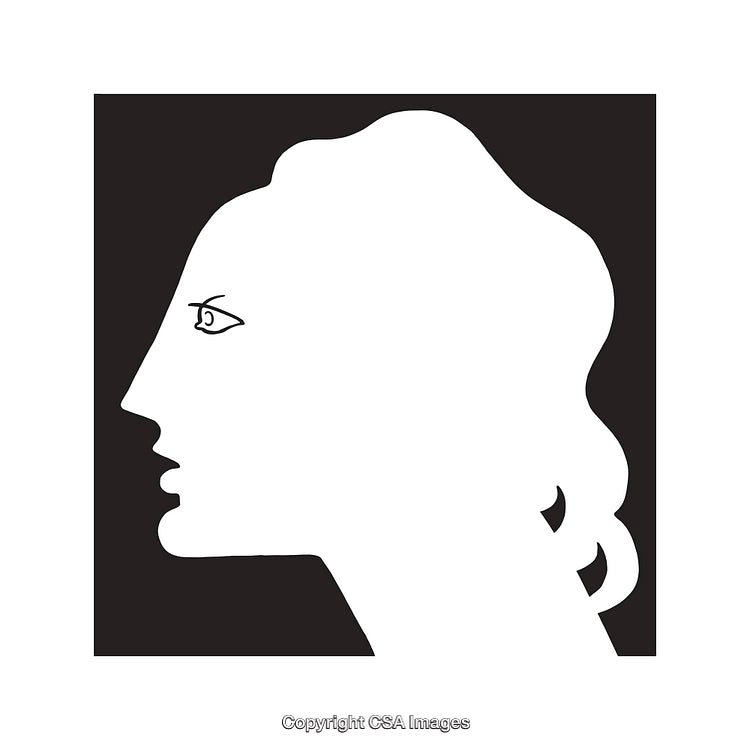 Black and White Silhouette Side Profile Icon of a Woman
