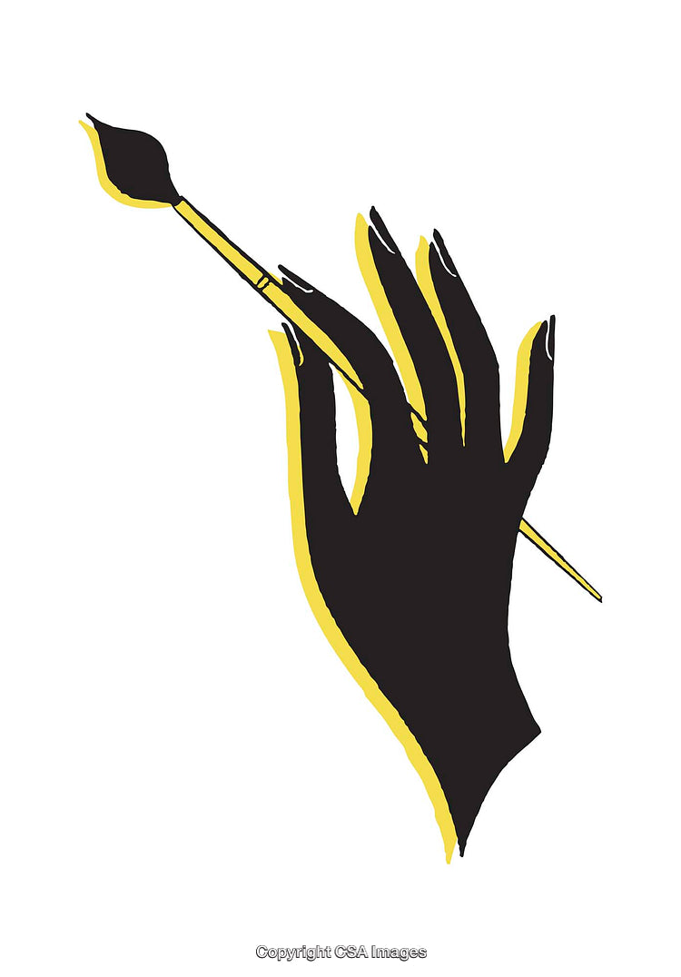Elegant Illustration of a Stylized Hand Holding a Paintbrush