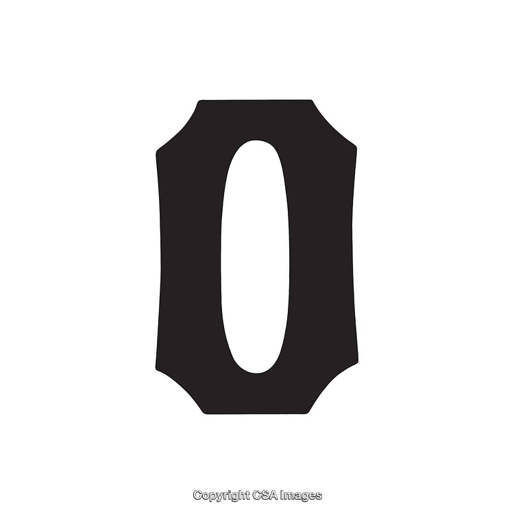 Vintage Styled Black Letter O on White Background