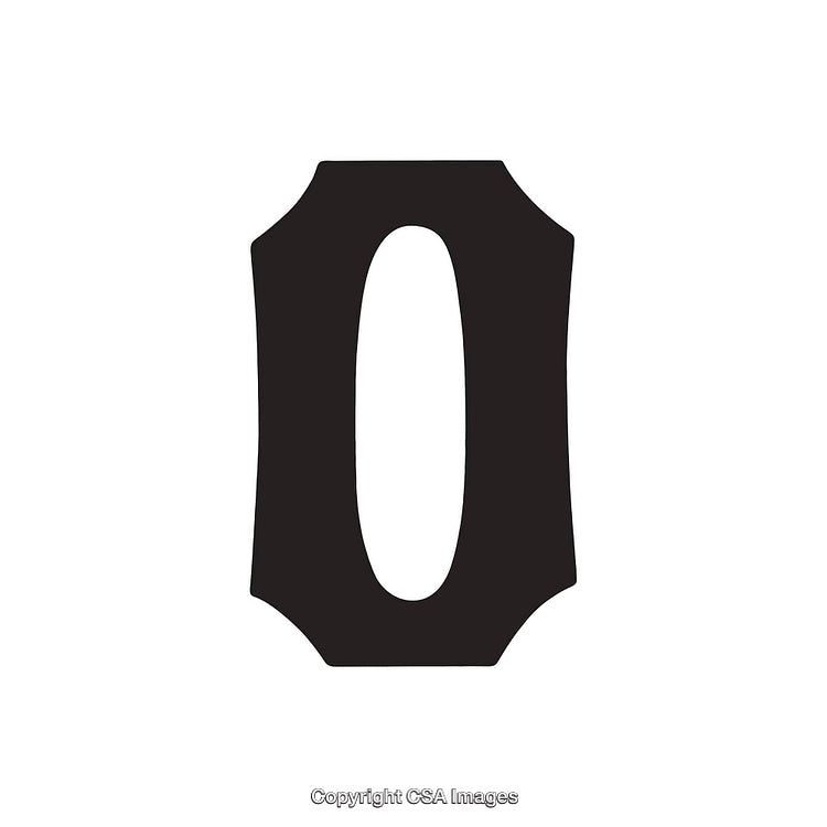 Vintage Styled Black Letter O on White Background