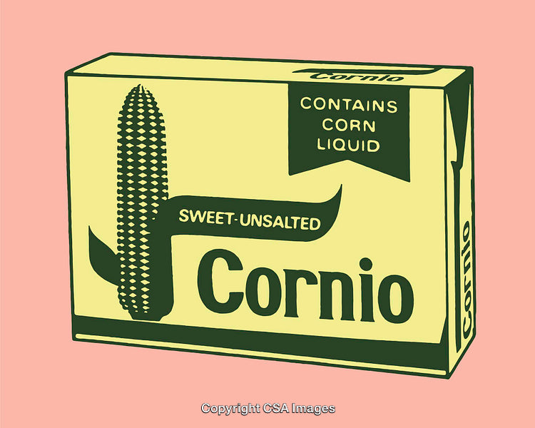 Vintage Style Color Illustrations of Corn-Based Packaged Products