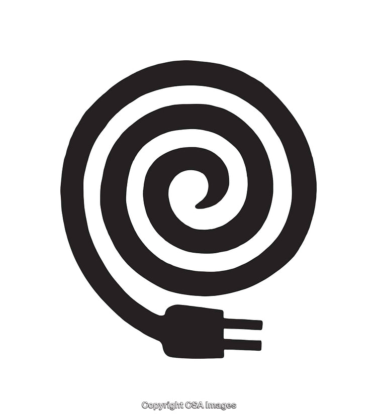 Black and White Spiral Cable Illustration with Plug Design