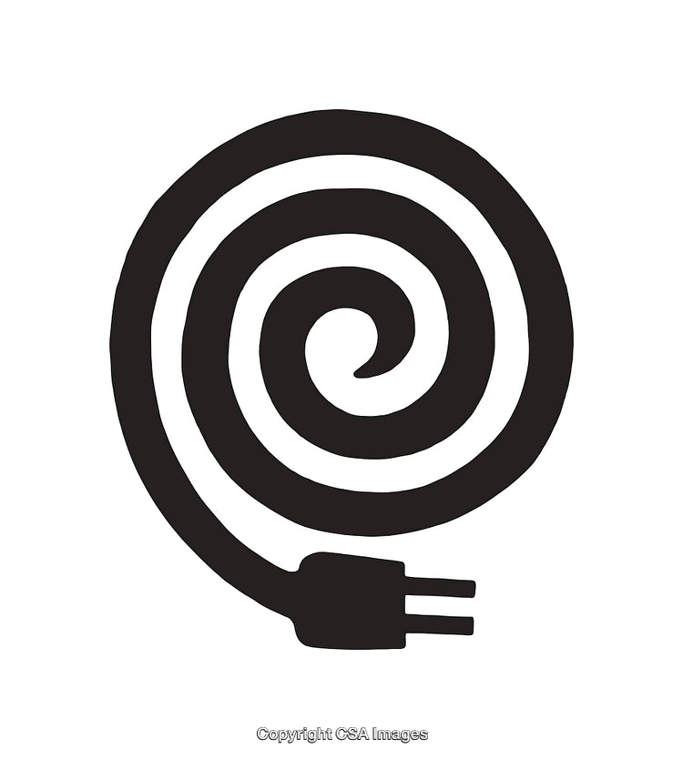 Black and White Spiral Cable Illustration with Plug Design