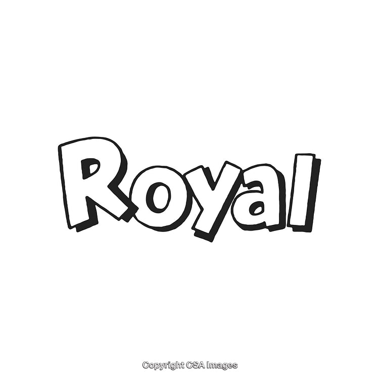 Bold Comic Style Text Illustration Featuring the Word Royal in Black and White